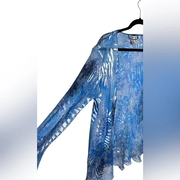 Silk Open front sheer cardigan,silk by Simply silk,ruffle hem,feminine,romantic - Picture 4 of 12